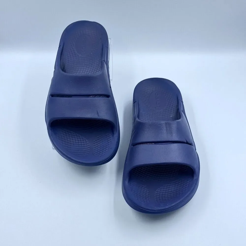 OOFOS Unisex M7 W9 Blue OOahh Recovery Slide Sandal Soft Cushion Comfort